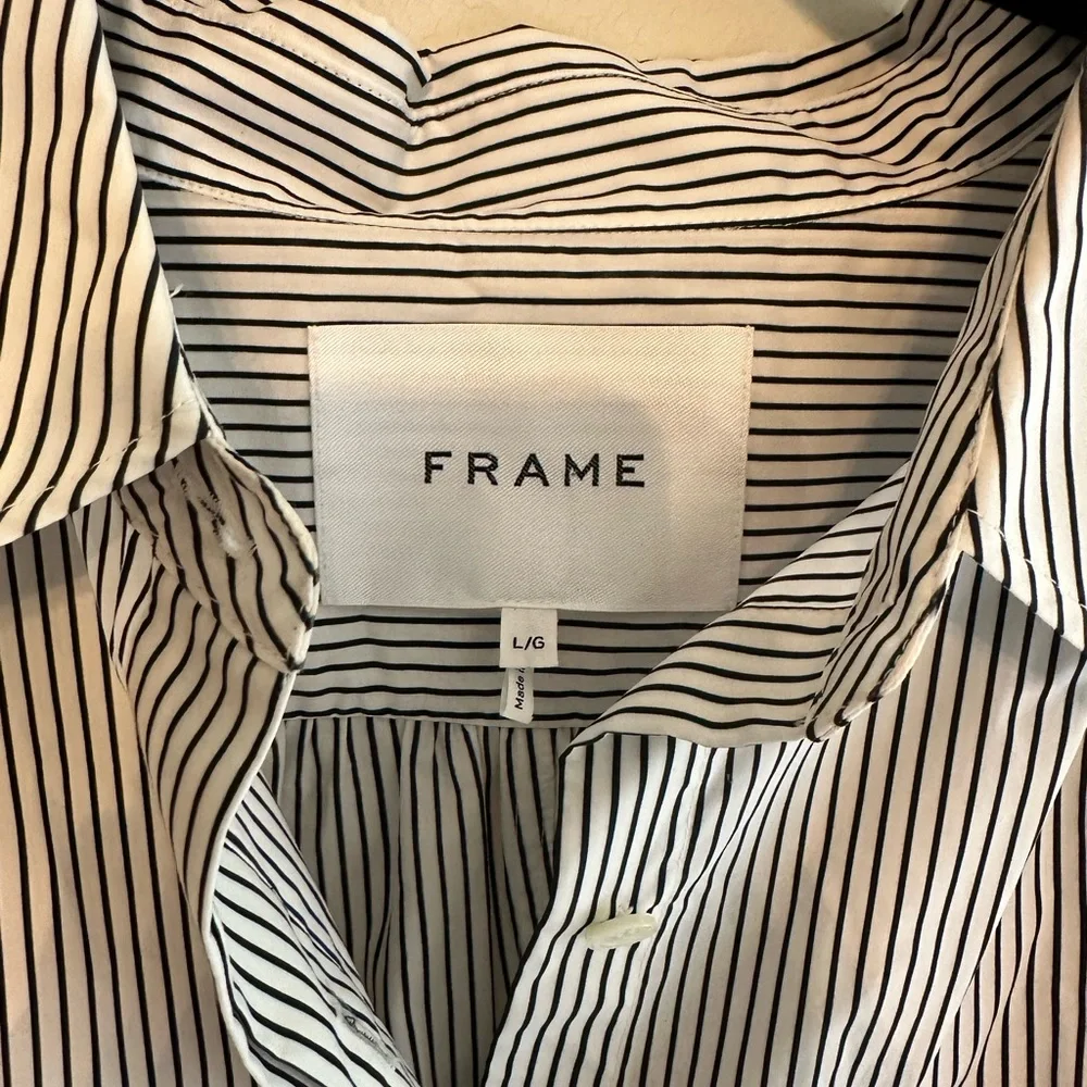 Frame Denim Black and White Striped Button Down Shirt - Picture 4 of 4
